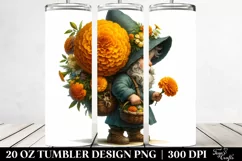 detailed Watercolor Small Gnome Marigold Bouquet Product Image 2