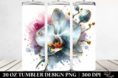 20 Oz Tumbler Sublimation | Orchid with Watercolor Splash Product Image 2