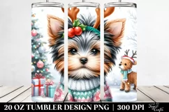 Baby Yorkshire Terrier with Reindeer Horns, 20 Oz Tumbler Product Image 2