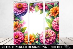 Vibrant Watercolor Frame with Zinnia | 20 Oz Tumbler Product Image 2