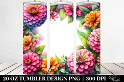 Vibrant Watercolor Frame with Zinnia | 20 Oz Tumbler Product Image 2