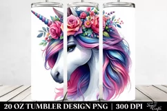 Whimsical Unicorn with Floral Wreath Clipart Product Image 2