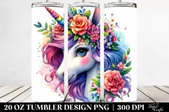 Whimsical Unicorn with Floral Wreath Clipart Product Image 2