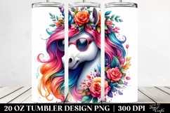 Whimsical Unicorn with Floral Wreath Clipart Product Image 2