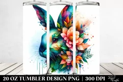 Vibrant Watercolor Rabbit. 20 Oz Tumbler Design Product Image 2