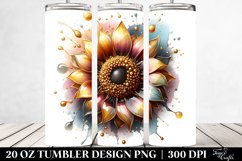 20 Oz Tumbler Sublimation | Sunflower with Watercolor Product Image 2