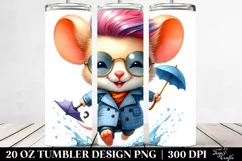 Vibrant Watercolor Drawing Baby Mouse | 20 oz Tumbler Product Image 2