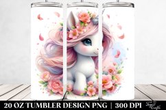 Baby Unicorn Surrounded by Spring Petals | 20 Oz Tumbler Product Image 2