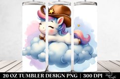 20 Oz Tumbler Sublimation | Pastel Baby Unicorn with Cowboy Product Image 2