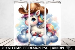 20 Oz Tumbler Sublimation | Pastel Baby Unicorn with Cowboy Product Image 2