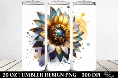 20 Oz Tumbler Sublimation | Sunflower with Watercolor Product Image 2