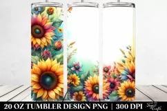 Vibrant Colorful Watercolor Frame with Sunflower | 20 Oz Product Image 2