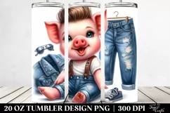 Cute Baby Pig with Cool Haircut, Transparent 20 Oz Tumbler Product Image 2