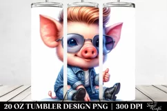 Cute Baby Pig with Cool Haircut, Transparent 20 Oz Tumbler Product Image 2