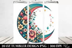 Colorful Retro Half Moon with Flowers Clipart Product Image 2