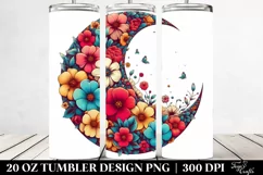 Colorful Retro Half Moon with Flowers Clipart Product Image 2