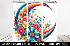 Colorful Retro Half Moon with Flowers Clipart Product Image 2