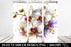 20 Oz Tumbler Sublimation | Orchid with Watercolor Splash Product Image 2