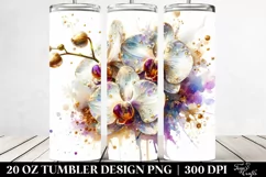 20 Oz Tumbler Sublimation | Orchid with Watercolor Splash Product Image 2
