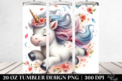 20 Oz Tumbler Sublimation | Pastel Baby Unicorn Tumbling Product Image 2