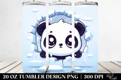 Cute Baby Panda Emerging from Icy Wall, High-Res 20 Oz Product Image 2