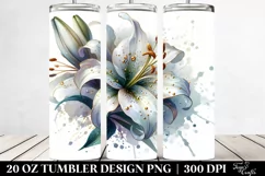 20 Oz Tumbler Sublimation | Lily with Watercolor Splash Product Image 2