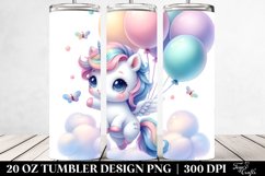 Baby Unicorn Dancing with Balloons | 20 Oz Tumbler Product Image 2