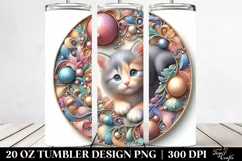 Colorful Pastel 3D Kitten Ornament, High-Res 20 Oz Tumbler Product Image 2
