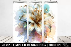 20 Oz Tumbler Sublimation | Lily with Golden Insertions | Product Image 2
