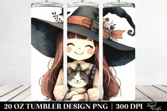 Smiling Witch with Cat Tumbler | 20 oz Tumbler Product Image 2