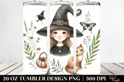 Smiling Witch with Cat Tumbler | 20 oz Tumbler Product Image 2