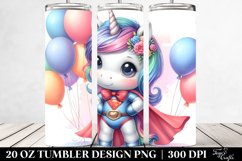 Baby Unicorn Posing as a Hero with Baloons | 20 Oz Tumbler Product Image 2