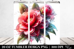20 Oz Tumbler Sublimation | Camellia | Watercolor Splash Product Image 2