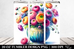 20 Oz Tumbler Sublimation | Colorful Ranunculus Vase | Product Image 2