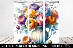 20 Oz Tumbler Sublimation | Colorful Ranunculus Vase | Product Image 2