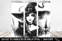 Gothic Smiling Witch with Cat Tumbler | 20 oz Tumbler Product Image 2