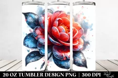 20 Oz Tumbler Sublimation | Camellia | Watercolor Splash Product Image 2