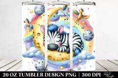 Colorful Baby Zebra Sleeping on Moon | 20 Oz Tumbler Product Image 2
