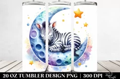 Colorful Baby Zebra Sleeping on Moon | 20 Oz Tumbler Product Image 2