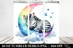 Colorful Baby Zebra Sleeping on Moon | 20 Oz Tumbler Product Image 2