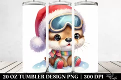 Enthusiastic Otter with Santa Hat 20 Oz Tumbler Product Image 2