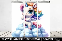 Cute Baby Unicorn Posing as Johny Bravo 20 Oz Tumbler Product Image 2