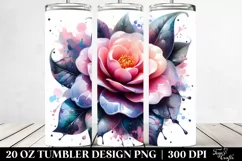 20 Oz Tumbler Sublimation | Camellia | Watercolor Splash Product Image 2
