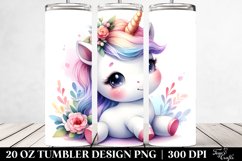 Watercolor Baby Unicorn in Style | 20 Oz Tumbler Product Image 2