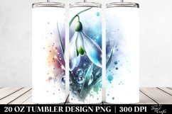 20 Oz Tumbler Sublimation | Snowdrop | Watercolor Splash Product Image 2