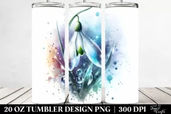 20 Oz Tumbler Sublimation | Snowdrop | Watercolor Splash Product Image 2