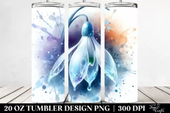 20 Oz Tumbler Sublimation | Snowdrop | Watercolor Splash Product Image 2