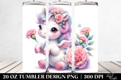 Cute Baby Unicorn with Carnation | 20 Oz Tumbler Product Image 2