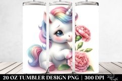 Cute Baby Unicorn with Carnation | 20 Oz Tumbler Product Image 2