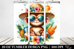 Colorful Baby Monkey with Sunglasses | 20 Oz Tumbler Product Image 2